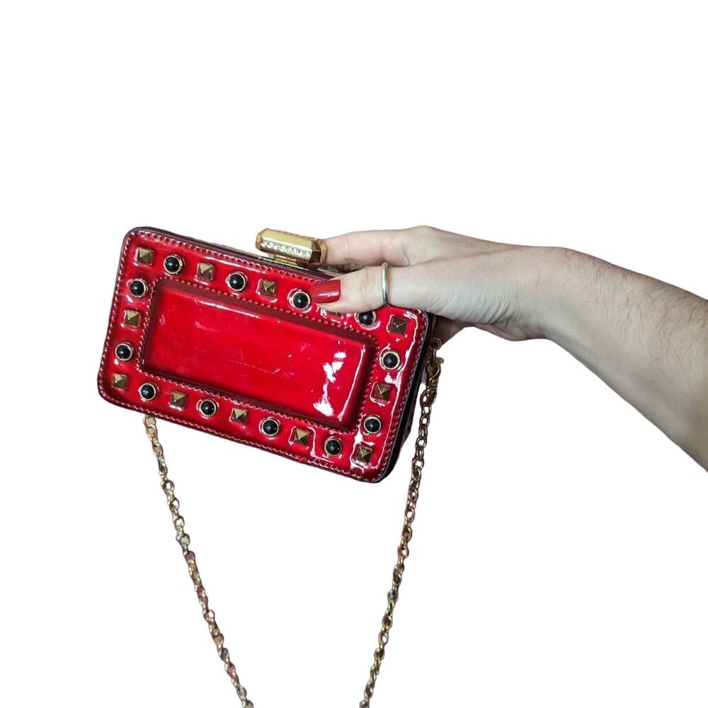 Red Goth Clutch Rhinestone Purse